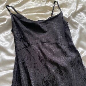 By Anthropologie Black Jacquard Midi Slip Boho Whimsygoth Minimalist Size 4